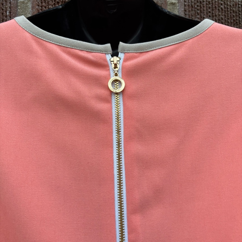 Calvin Klein Women's Sz 12 Sleeveless Colorblock Peach and white Sheath Dress - Picture 5 of 8